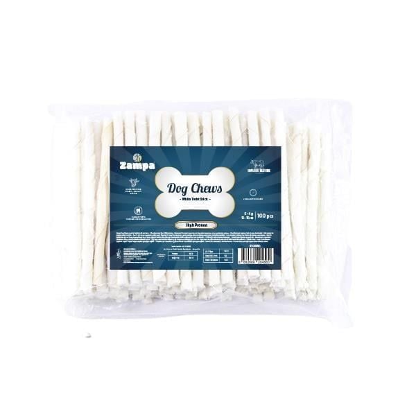 Zampa Beyaz Burgu Köpek Kemirme Çubuğu 100 Adet Kemik 5-6gr 12-13CM