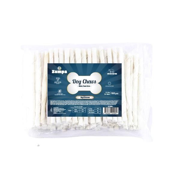 Zampa Beyaz Burgu Köpek Kemirme Çubuğu 100 Adet Kemik 5-6gr 12-13CM
