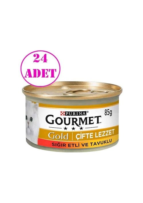 Gourmet Gold Çifte Lezzet Sığır Etli ve Tavuklu 85 gr x 24 Adet