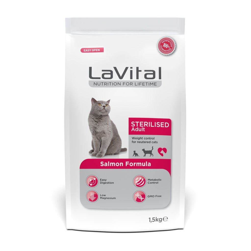 LaVital Kilo Kontrolü için Somonlu Kısırlaştırılmış Kedi Maması 1,5kg