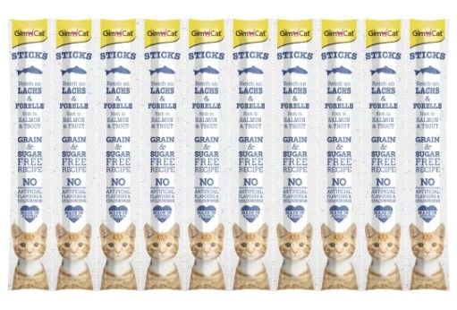 Gimcat Sticks Alabalık Somonlu Kedi Ödül Çubuğu 10 lu