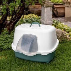 Stefanplast Tres Chic Dış Mekan Kapalı Kedi Tuvaleti Yeşil Beyaz