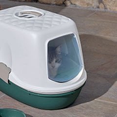 Stefanplast Furba Top Chic Beyaz Yeşil Kapalı Elekli Kedi Tuvaleti