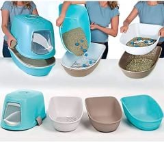 Stefanplast Furba Top Chic Beyaz Yeşil Kapalı Elekli Kedi Tuvaleti