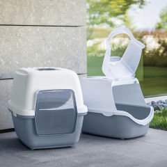 Stefanplast Cathy Easy Clean Gri Beyaz Kapalı Kedi Tuvaleti
