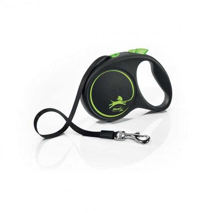 Flexi Black Desing Medium 5M Şerit Otomatik Köpek Gezdirme Tasması Yeşil