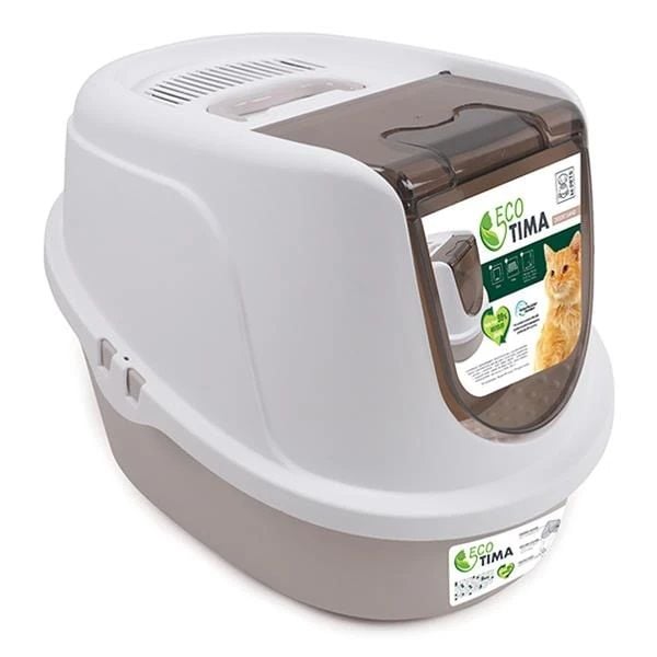 M-Pets Eco Tima Kapalı Kedi Tuvaleti L Gri  60 x 45x 42 cm