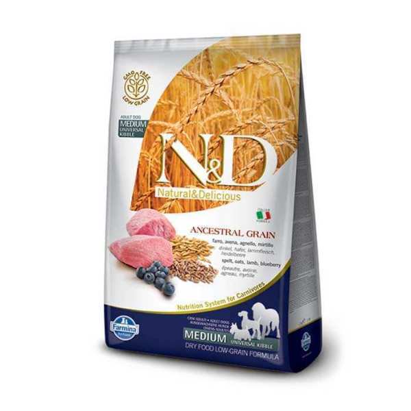 N&D Düşük Tahıllı Kuzu Etli Yaban Mersinli Büyük Irk Yetişkin Köpek Maması 12 Kg