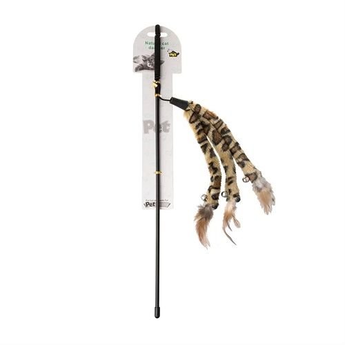 Lion Plastik Saplı Tüylü Leopar Desenli Kedi Oltası ZM4415
