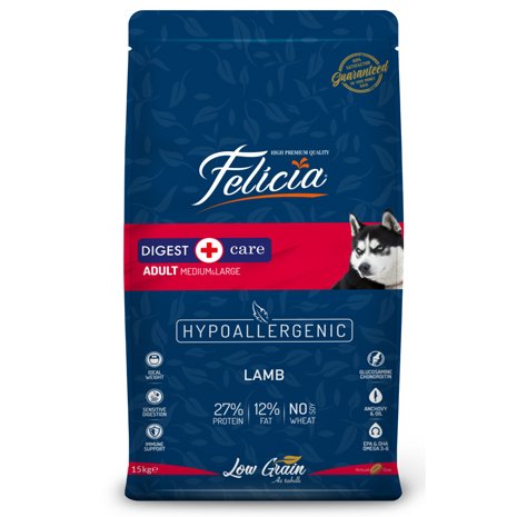 Felicia HypoAllergenic Orta ve Büyük Irk Kuzulu Yetişkin Köpek Maması 3kg