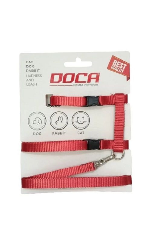 Doca Kedi Göğüs Tasması Takımı Kırmızı