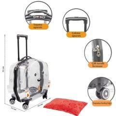 Lepus Wheel Bag Çekçekli Şeffaf Kedi Köpek Taşıma Çantası