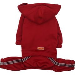Pawstar Köpek Tulumu Sweatshirt Kapşonlu Kırmızı 22919 - S
