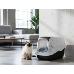 SAVIC NESTOR MERMER DESENLİ GRİ-BEYAZ KEDİ TUVALETİ A8100-MAGZ