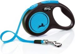 Flexi Neon Medium 5M Şerit Otomatik Köpek Gezdirme Tasması Mavi