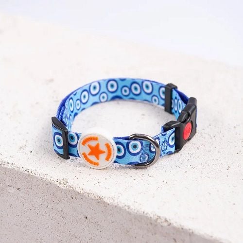 Pawstar Desenli Köpek Boyun Tasması Nazar Boncuğu S 1,5*26-38 CM