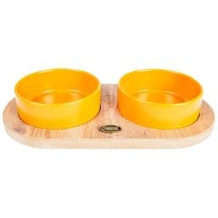 Petvoda Oval 2li Seramik Mama Kabı Hardal voda3003