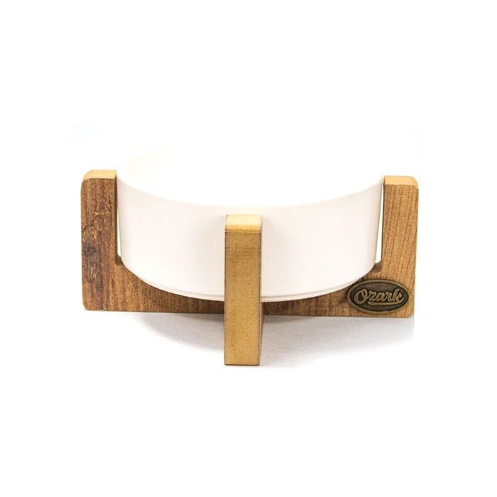 Petvoda Tekli Ahşap Sehpalı Seramik Mama Kabı Beyaz Voda2925