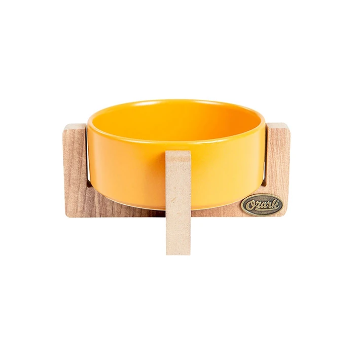 Petvoda Tekli Ahşap Sehpalı Seramik Mama Kabı Hardal Voda2991