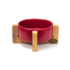 Petvoda Tekli Ahşap Sehpalı Seramik Mama Kabı Kırmızı Voda2926