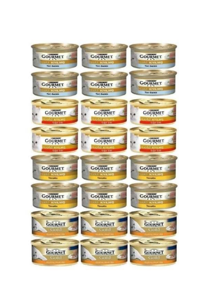 Gourmet Gold Karışık Kıyılmış 85 gr 24'lü Yetişkin Konserve Kedi Maması