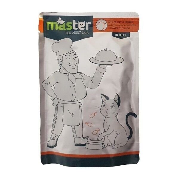 Master Pouch Jöle İçinde Kümes Hayvanlı Yetişkin Kedi Konservesi 80gr