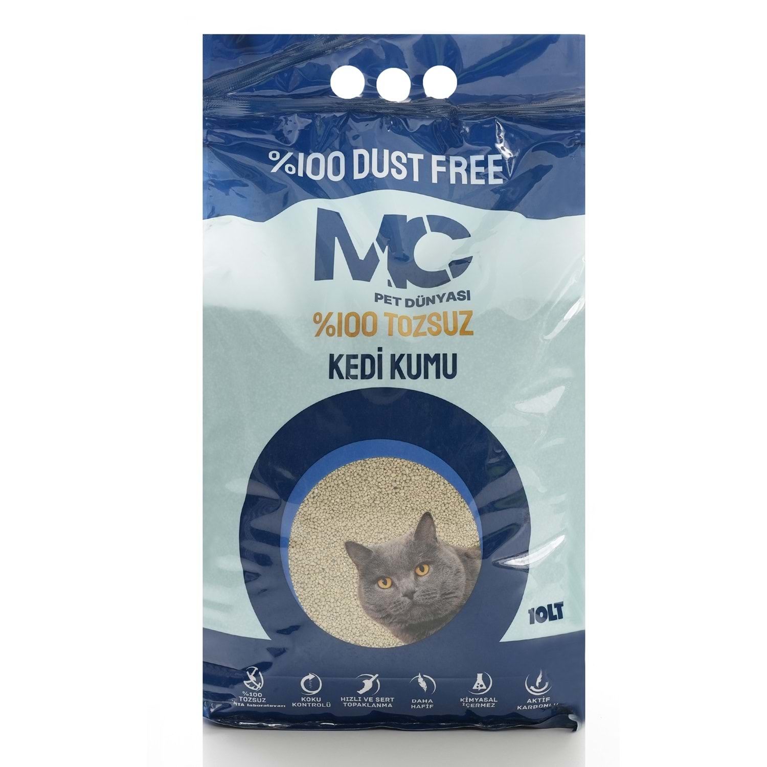 MC AKTİF KARBONLU TOZSUZ KEDİ KUMU 10 L HAFİF