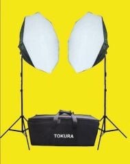 TOKURA 150W SÜREKLİ IŞIK 2 OCTOGONAL SOFTBOX+2 AYAK