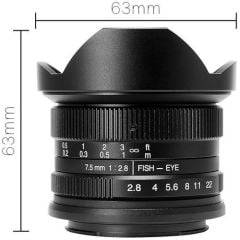 7artisans 7.5mm F2.8 APS-C Fisheye Fixed Lens (M43 Panasonic ve Olympus Mount)