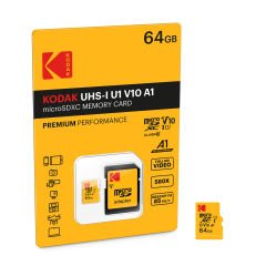 Kodak Micro SD 64GB UHS-I U1 V10 A1 Premium Hafıza Kartı