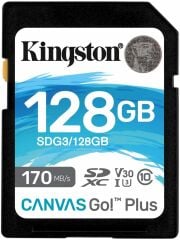 KINGSTON 128GB SDXC CANVAS GO PLUS 170R C10 UHS-I U3 V30 SD CARD SDG3/128GB