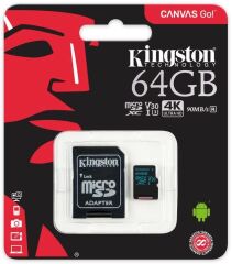 KINGSTON 64GB MICROSD CANVAS GO + SD ADAPTER SDCG2/64GB