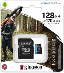 KINGSTON 128GB MICROSDXC CANVAS GO PLUS 170R A2 U3 V30 CARD + SD ADAPTER SDCG3/128GB