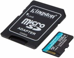 KINGSTON 256GB MICROSDXC CANVAS GO PLUS 170R A2 U3 V30 CARD + SD ADAPTER SDCG3/256GB