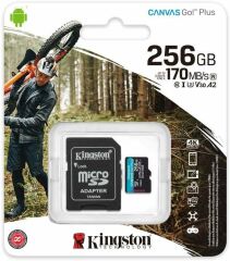 KINGSTON 256GB MICROSDXC CANVAS GO PLUS 170R A2 U3 V30 CARD + SD ADAPTER SDCG3/256GB