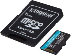 KINGSTON 512GB MICROSDXC CANVAS GO PLUS 170R A2 U3 V30  CARD + SD ADAPTER SDCG3/512GB