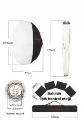 JINBEI Ø120 Quick Balon Softbox Siyah Diffuserli