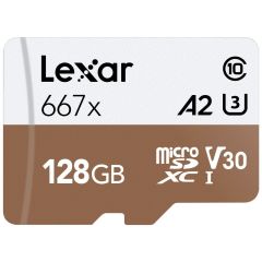 Lexar 128GB High-Performance 677x microSDXC™ UHS-I, up to 100MB/s read 90MB/s write C10 A2 V30 U3