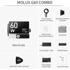 Zhiyun Molus G60 Bi-Color Pocket COB Monolight (Combo Kit)