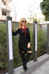 TRIKO ELBİSE  OMUZ YIRTMAÇLI