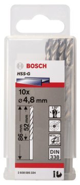 Bosch HSS-G 4,8*86 mm 10'lu Paket