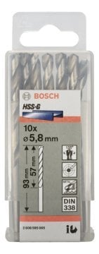 Bosch HSS-G 5,8*93 mm 10'lu Paket