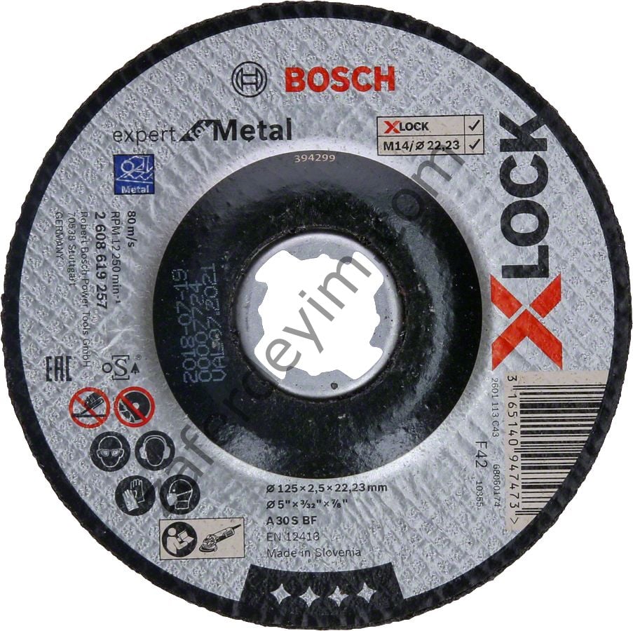 Bosch - X-LOCK - 125*2,5 mm Expert Serisi Bombeli Metal Kesme Diski (Taş)