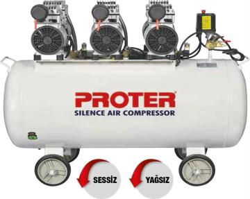 Proter Sessiz & Yağsız Hava Kompresörü 200 Lt / 3 Hp Monofaze