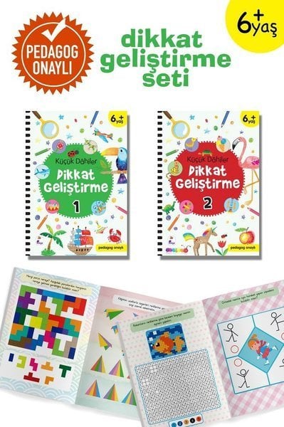 Küçük Dahiler Dikkat Geliştirme Seti - 6+ Yaş-2 Kitap Takım