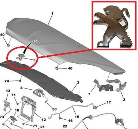 ÖN KAPUT ASLAN AMBLEMİ PEUGEOT 208 2012- 9673874780