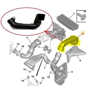 HAVA FİLTRE HORTUMU 207-307-407-308-C4-C5-308-3008-5008 1.6HDI EURO4