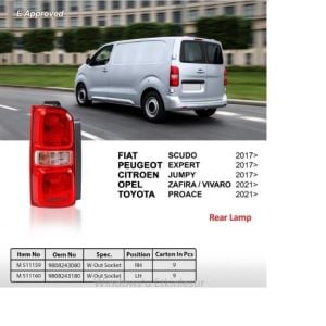 SOL STOP LAMBASI EXPERT-TRAVELLER-JUMPY SPACETOURER-VIVARO-ZAFIRA LIFE-TOYOTA PROACE 2019- TEK KAPI