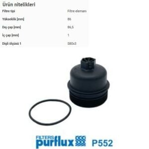 YAĞ FİLTRE KAPAK 207-208-308-508-C4 II-DS4-C3 PICASSO-C3 III-DS3-2008-3008-5008-C5 III-BERLINGO III-PARTNER TEPE-C4 PICASSO-C3 PICASSO-RCZ 1.4 VTI-1.6 VTI-1.6THP  MINI COOPER 1.6THP 16V-1.6 THP) 11427557011-1103.P8