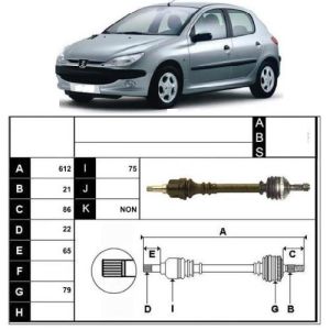 AKS SOL 206 (DIS FREZE: 21, IC FREZE: 22, CONTA CAPI: 79MM, UZUNLUK:612 MM) 1.4 HD-1.4 8V-16V 1998-2009